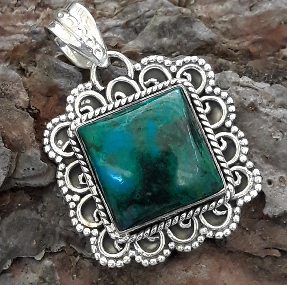 Chrysocolla Sterling Silver Pendant - Picture 5 of 6